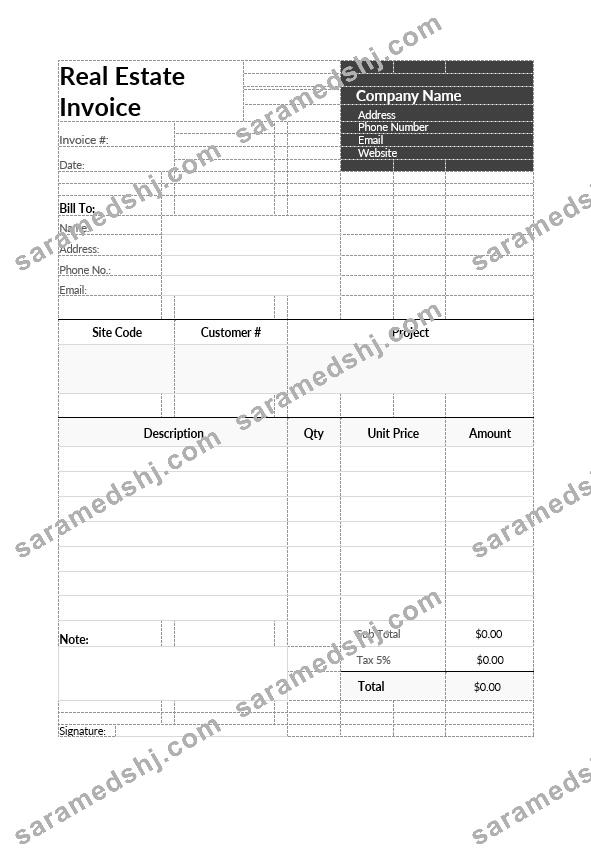 Real Estate Invoice Template